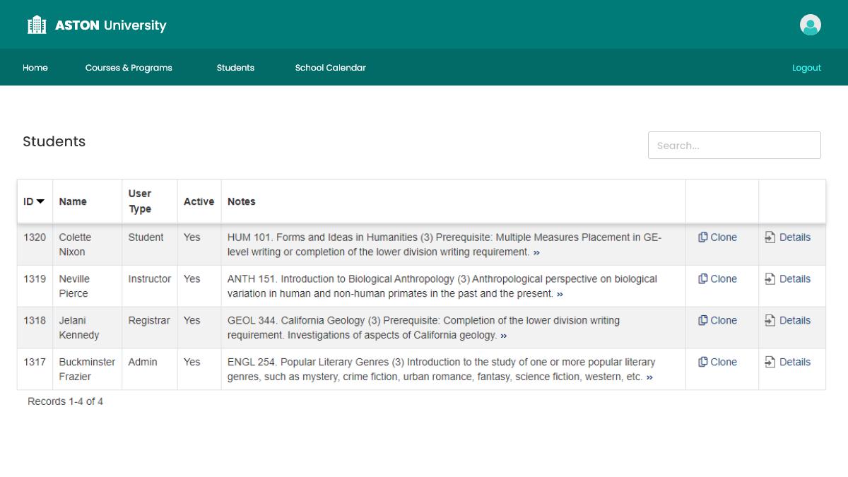 Screenshot of a web portal using Caspio's Clone Record extension.
